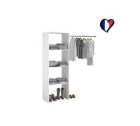 Elysée - Dressing blanc avec 3 étagères et une penderie : 160 x 40 x 180 cm