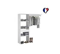 Elysée - Dressing blanc avec 3 étagères, 1 tiroir et une penderie : 160 x 40 x 180 cm