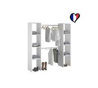 Dressing blanc avec étagères, penderies 180x40x180 ELYSEE