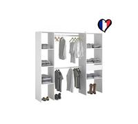 Dressing blanc avec étagères, penderies, tiroir 198x40x180 ELYSEE