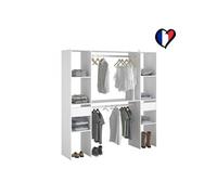 Elysée - Dressing blanc avec 6 étagères, 2 tiroirs et 2 penderies : 180 x 40 x 180 cm