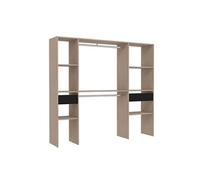 Dressing bois avec 2 penderies, 6 étagères et 2 tiroirs ELYSEE