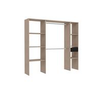 Dressing bois avec 6 étagères, 1 tiroir et 2 penderies : 198 x 40 x 180 cm ELYSEE