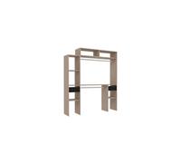 Dressing bois extensible avec 2 penderies, 4 étagères, 2 tiroirs ELYSEE