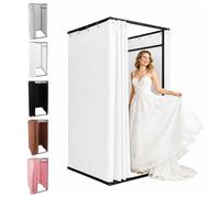 Dressing Cabine autonome avec rideau et crochets Blanc | vestiaire portable amovible 100 x 100 x 200 cm, salle d'essai mobile temporaire simple pour magasins de vêtements, boutiques