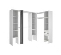 Dressing d'angle extensible DORIAN - L164/234 cm - Blanc et gris