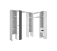 Dressing d'angle extensible DORIAN - L164/234 cm - Blanc et gris