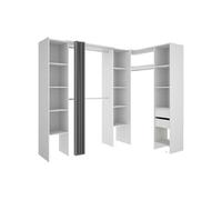Dressing d'angle extensible DORIAN - L164/234 cm - Blanc et gris