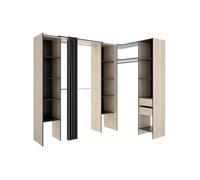 Vente-unique - Dressing d'angle Extensible Dorian - L164/234 cm - Chêne et Anthracite