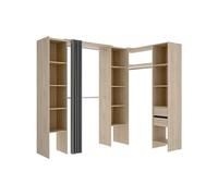 Dressing d'angle extensible DORIAN - L164/234 cm - Chêne et gris