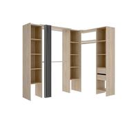 Dressing d'angle extensible DORIAN - L164/234 cm - Chêne et gris