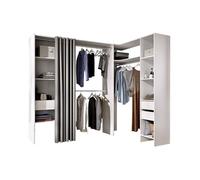 Vente-unique Dressing d'angle Extensible GONTRAN - L164/214 cm - Blanc et Gris