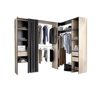 Dressing d'angle extensible GONTRAN - L164/214 cm - Chêne et anthracite