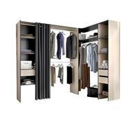 Dressing d'angle extensible GONTRAN - L164/214 cm - Chêne et anthracite