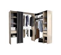 Dressing d'angle extensible GONTRAN - L164/214 cm - Chêne et anthracite