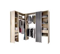 Dressing d'angle extensible GONTRAN - L164/214 cm - Chêne et gris