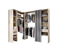 Dressing d'angle extensible GONTRAN - L164/214 cm - Chêne et gris