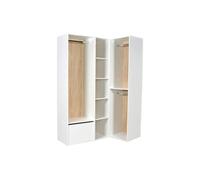 Dressing d'angle modulable - L144,5 cm - Blanc et naturel - TAMOKA