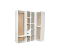 Dressing d'angle modulable - L182,5 cm - Blanc et naturel - TAMOKA