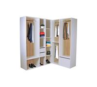 Dressing d'angle modulable - L242,5 cm - Blanc et naturel - TAMOKA