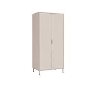 Dressing décor bois et métal 2 étagères 1 penderie beige - Ellie