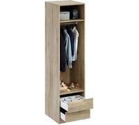 Dressing - Décor Chêne - 2 tiroirs - 2 étagères - 1 tringle - L50 x P57 x H200 cm