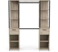 Dressing double - L160 x P50x H200 cm - Décor chêne et noir - DEMEYERE