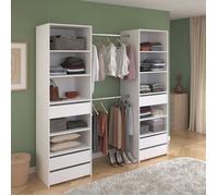 Dressing - ANETO - Blanc - Double colonne - 6 tiroirs - 2 barres de penderie - L199,9 x H200 x P49,7 cm - PARISOT