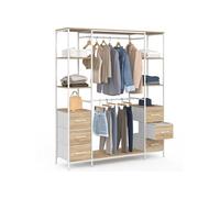 IDMarket - Dressing double penderie UTAH L. 140 cm bois et blanc