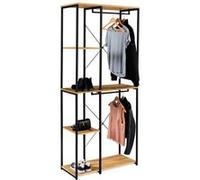 IDMarket – Dressing Detroit – Double penderie, étagères L. 90 cm – Design industriel