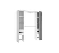 Kit-dressing extensible avec rideau et 4 tiroirs - SUIT - Blanc - L 180-113 x P 50 x H 205 cm