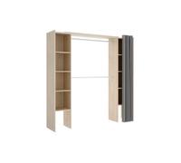 Vente-Unique Dressing extensible DORIAN avec rideau - L110/180 cm - Coloris : Chêne et gris