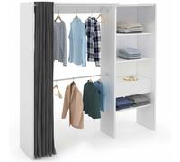 Dressing extensible MARTY 120/170 x 50 x 180 cm blanc avec étagères + double pen