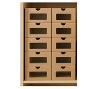 Dressing Malin Lot de 10 boîtes de Rangement en Carton avec Fenêtre, 32x22x14 cm, Multi-Usage pour Chaussures et Accessoires, Empilable, Montage Facile