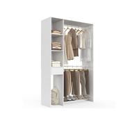Dressing MIRTY double penderie Bois panneau de particule L. 110 cm blanc avec étagères, tiroir et rangements à chaussures