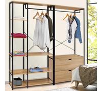 IDMARKET Dressing modulable double penderie étagères et 2 tiroirs DETROIT design industriel