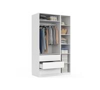 IDMarket - Dressing modulable TAYLOR 120 x 55 x 200 cm 2 modules avec penderie + étagères + tiroirs blanc