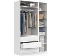 IDMarket Dressing modulable TAYLOR 120×55×200 cm, 2 modules avec penderie étagères tiroirs blanc