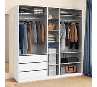 Dressing modulable TAYLOR 200 x 55 x 200 cm 3 modules avec penderies + étagères + tiroirs blanc