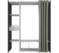 Dressing MONTANA - L115/150 x P49,9 x H183 cm - Décor Chêne Waterford et gris clair + rideau - DEMEYERE