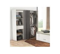Dressing ouvert avec rideau, extensible blanc DR122