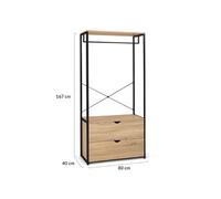 Dressing penderie 2 tiroirs L. 80 cm DETROIT design industriel