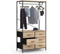 Dressing penderie IDMarket L. 80 cm Utah avec 6 bacs en tissu, structure bois et noir