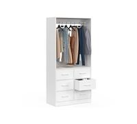 IDMarket - Dressing penderie L. 80 cm UPPAH avec 6 bacs en tissu blanc