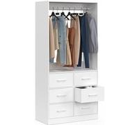 IDMarket - Dressing penderie L. 80 cm UPPAH avec 6 bacs en tissu blanc