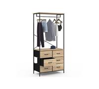 IDMarket - Dressing penderie L. 80 cm UTAH avec 6 bacs en tissu bois et noir