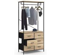 IDMarket - Dressing penderie L. 80 cm UTAH avec 6 bacs en tissu bois et noir