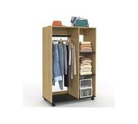 Dressing penderie RACHEL 80 x 40 x 120 cm à roulettes hêtre et noir