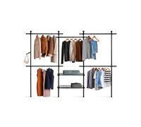 IDMarket - Dressing penderie télescopique Extensible Eliot 209/305 cm 5 penderies + 2 paniers en métal Noir