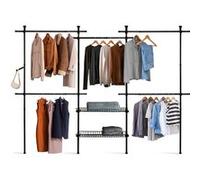 IDMarket - Dressing penderie télescopique Extensible Eliot 209/305 cm 5 penderies + 2 paniers en métal Noir